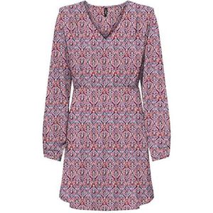 Onlnova Life VIS L/S Monica Dress AOP, Rood Orange/Aop: 591 Soul, XS