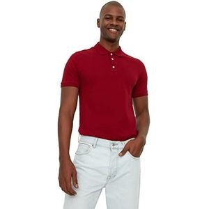 Trendyol Heren Rode mannen Slim Fit kraag korte mouwen Neck T-shirt Polo Shirt Rood, Extra Large