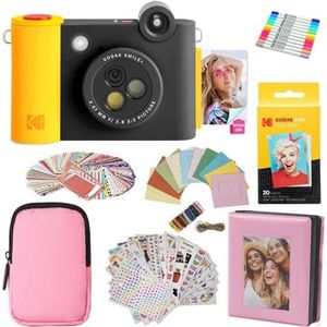 KODAK Smile+ 2-in-1 Digitale Camera & Fotoprinter Cadeaupakket + Tas + Zink 20pk + Album + Stickers - Zwart