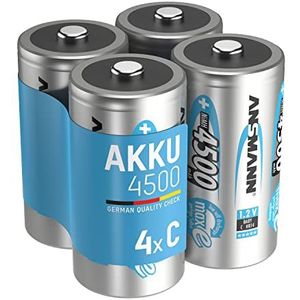 ANSMANN Accu D 8.500 mAh NiMH 1,2 V (4 stuks) - oplaadbare mono D-batterijen, maxE geringe zelfontlading voor jarenlang gebruik