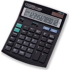 Citizen CT-666N 12 Digits Black Office Desktop Calculator Business Pro Line Battery Dual Power Solar & Battery Check & Correct Cost-Sell-Margin