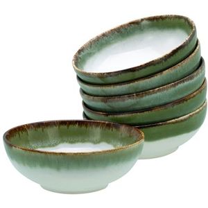 CreaTable, 21693, serie Cascade Bowls groen 700 ml, 6-delige serviesset, smoothie bowl set van aardewerk