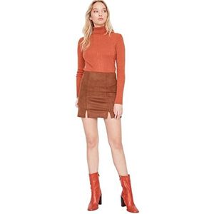 Trendyol Dames Mini Bodycone Bodycon Gebreide Rok, BRON, XL