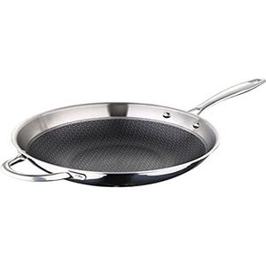 MasterPro Hi-Tech 3 Keukenwok 28 cm, roestvrij staal met honingraatstructuur, 3-laagse coating, kookgerei, geschikt voor alle warmtebronnen