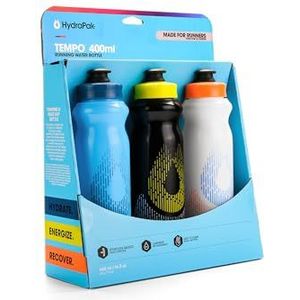 HydraPak Tempo Handheld Running Water Bottle 3-Pack (400ml/14oz), gemaakt voor hardlopers, marathon training en race dag knijpen fles. Perfect voor hydratatie, elektrolyten, herstel en voeding mixen.