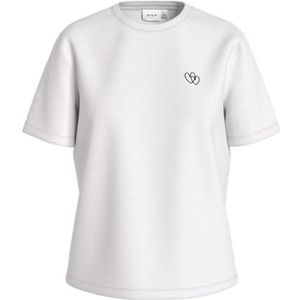 Vila Visybil S/S Love Hearts Lc T-shirt voor dames, Sneeuwwit/print: twee harten, XS