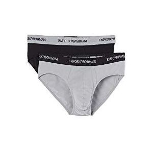 Emporio Armani Heren Slip (Pack van 2), Zwart/Grijs, XL