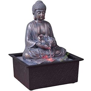Binnenfontein Boeddha meditatie Lotus kleurrijk LED-licht - Zen decoratie woonkamer slaapkamer - tafelfontein ontspannende beweging - geluksbrenger nuttig cadeau voor dames en heren - H 26 cm - Sutra