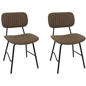 Home Deco Factory - HD7277 Home Deco Factory-HD7277 Set met 2 stoelen Taylor zitplaatsen voor woonkamer, eetkamer met contrasterende voeten, kunststof, bruin-zwart, 45 x 78 x 52 cm