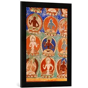 Ingelijste foto van 10e eeuw ""Alchi, Kloster, Duizend Boeddha"", kunstdruk in hoogwaardige handgemaakte fotolijst, 40x60 cm, mat zwart