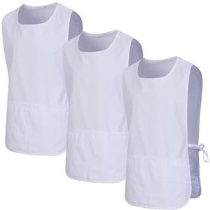 MISEMIYA - Verpakking van 3 stuks - reinigingsschort, laboratoriumuniform, kliniek, medische reiniging 3-3301, wit 68, L