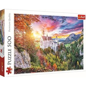 Trefl - Uitzicht op kasteel Neuschwanstein, Duitsland - Puzzel van 500 stukjes - Landschap, Bos, Beieren, Moderne doe-het-zelf legpuzzel, Plezier, Klassieke puzzels voor volwassenen en kinderen 10+