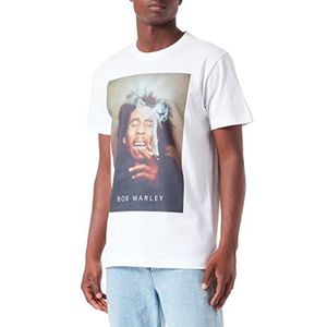 Mister Tee Bob Marley Smoke Tee T-shirts voor heren, wit, XXL