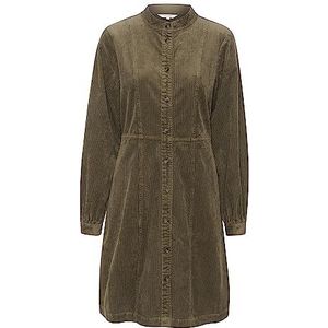 Part Two Damesshirt, knielang, lange mouwen, mandarijnkraag, corduroy, Capers, 42