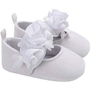 DEBAIJIA Prinsessenschoenen voor babymeisjes, 6-18 maanden, mooie kroon, kant, zachte zool, antislip, kunstleer, Sxy01 wit, 18 EU