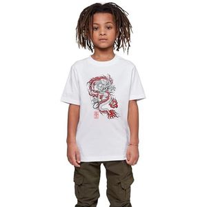 Mister Tee Kinderen T-shirt Kids Dragon Baller Tee, print T-shirt voor jongens, katoen, maten 110/116-158/164, wit, 122 cm