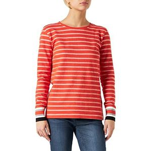 Timezone Dames Stripy Cuff T-shirt met lange mouwen, Oranje Wit Streep, XL