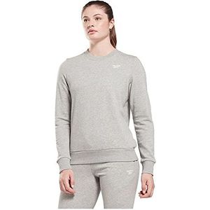 Reebok Vrouwen kleine Logo Franse Terry Crew Sweatshirt, Medium Grey Heather, S, Medium Grijs Hei, S