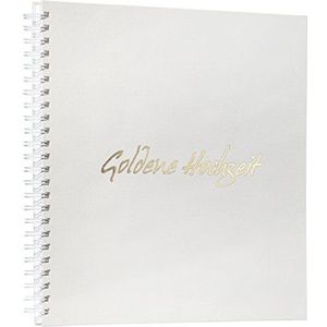 Pagna 13916-02 bruiloft spiraal album gouden bruiloft, linnen omslag met gouden reliëf, wit fotokarton, 310 x 320 mm, 40 pagina's, wit
