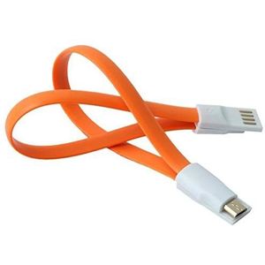Mini-kabel, magnetisch, voor Samsung Galaxy A10, universele oplader, micro-USB, magneetsluiting, sleutelhanger, 25 cm, Android (oranje)