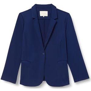 Kaffe Curve Plus-size damesblazer met lange mouwen, enkele knoop aan de voorkant, jersey, Beacon Blue, L Grande taille