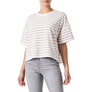 PIECES Sweatshirt voor dames, Cloud Dancer/Stripes: Silver Mink, L