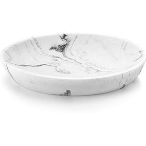 Luxspire Soap Dish Tray, Resin and Grit Mixed Soap Holder Container Box, Marble Pattern Oval Soap Plate, Sponge Dish Tray for Bathroom Shower, Kitchen Sink, Drainer Shower - Gravel White