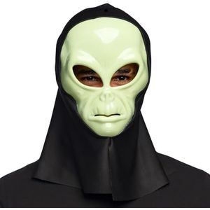 Boland 72374 - Gezichtsmasker Alien met kap, hoofdmasker, Halloweenmasker, masker voor Halloween en carnaval