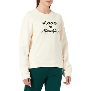 Love Moschino Dames Regular Fit met Cursieve Merk Print Sweatshirt, crme, 44 NL