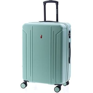 GLADIATOR Tropical Uittrekbare koffer, harde wielen, middelgroot, 67 cm, Groen, mediana, 67 cm, Uitbreidbare koffer en draaibare wielen
