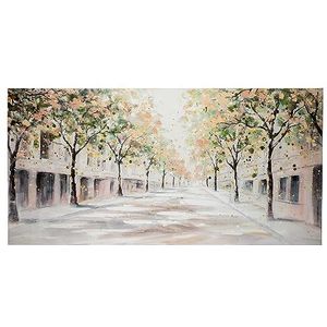 GILDE Decoratieve wandafbeelding Allee Straße - grote afbeelding XXL canvas op spieraam 140 x 70 cm - decoratie woonkamer - wit groen crème