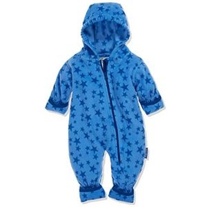 Playshoes Baby fleece jumpsuit, ademende uniseks jumpsuit voor jongens en meisjes, met lange ritssluiting en capuchon, met sterrenpatroon, blauw (7)., 80 cm