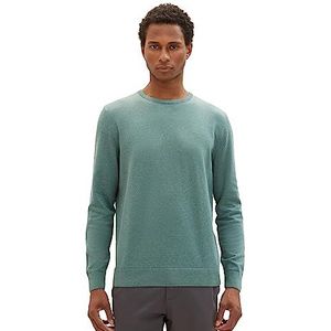 TOM TAILOR Basic gebreide trui met ronde hals heren, 32619-groene stof melange, S