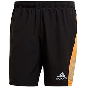 adidas Men's OWN The Run SHO Shorts, Black/Orange Rush/Reflective Silver, XS9