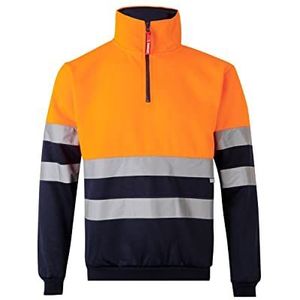 VELILLA Sweatshirt met hoge zichtbaarheid, uniseks, Marineblauw/Fluo Oranje, 5XL
