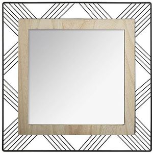 Spiegel vierkant met metalen frame / hout /dia 45 cm/Strakke design spiegel