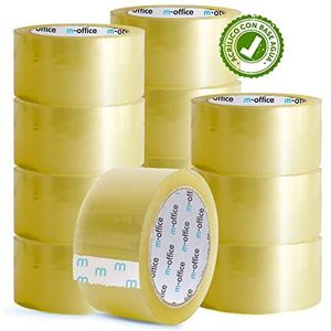 m-office Cinta Adhesiva Transparente, Cinta de Embalar Adhesiva para Embalaje de Cajas, Envíos, Mudanzas y Manualidades, Precinto Transparente Seguro y Resistente (36mmx120m, x12)