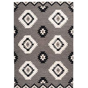 One Couture Inka tapijt Maya, Azteekpatroon, modern patroon, zigzagpatroon, crèmekleurig, 120 x 170 cm