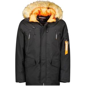 Geographical Norway Arnold Heren Parka, lang, warm, herfst, winter, waterdicht, waterafstotend, bontjas, outdoor, winddichte jas, heren (zwart S), Zwart, S