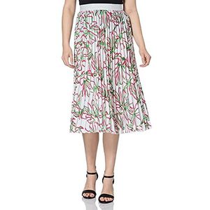 Gerry Weber Plisseerrok voor dames, lang, breed, effen, kuitlengte, Witte Azalea Palm print, 36