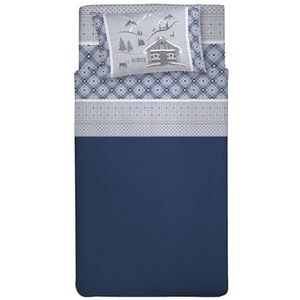 PENSIERI DELICATI Beddengoedset voor eenpersoonsbed, flanel, 100% katoen, warm en zacht, voor eenpersoonsbed 90 x 200 cm, inclusief hoeslaken, dekbedovertrek en 1 kussensloop, vervaardigd in Italië,