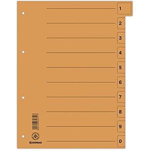 DONAU 8611001-12 tabbladen 50 per verpakking / kleur: oranje / kartonregister overbreed van gerecycled karton / voor DIN A4 4-voudige perforatie tabbladen tabbladen map / blauwe engel / Made in EU