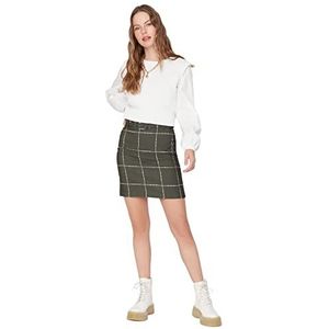 TRENDYOL Dames Mini Bodycone Woven Rock Skirt, Light Kaki, 34, Light Khaki, 34