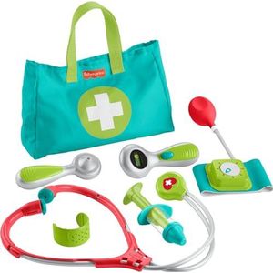 Fisher-Price Doktersset Fantasiespel voor peuters en kleuters, 7 accessoires, dokterstas, verkleedspeelgoed, vanaf 3 jaar, HYH26