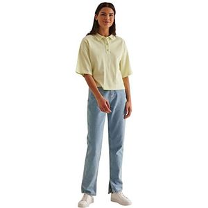 NA-KD Poloshirt met knoopsluiting voor dames, Geel Lime, S