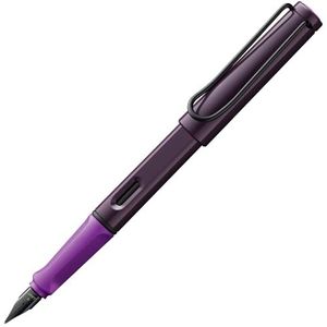 LAMY safari moderne vulpen 0D8 van robuust kunststof in paars-framboos met ergonomische greep en stalen veer steekbreedte M, incl. inktpatroon T 10 blauw