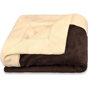 CelinaTex Toronto Knuffeldeken, 150 x 200 cm, beige en donkerbruin, deken, bank, woondeken, microvezel, fleece, Oeko-Tex