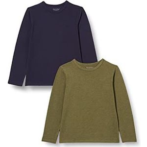 MINYMO Unisex Kids Basic 34-T LS (2-pack) Shirt, Dark Olive, 140, dark olive, 140 cm