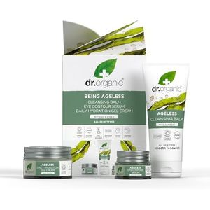 Dr Organic Ageless Huidverzorgingsset met Biologische Zeewier Reinigingsbalsem, Gezichtscrème & Oogserum,Fijne Lijntjes, Rimpels, Cadeauset, Veganistisch, Dierproefvrij, Zonder Parabenen & SLS