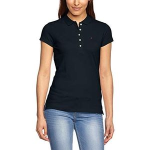 Tommy Hilfiger - Heritage Dames Polo Shirt - Knoopkraag - Stretch Katoen - Geborduurd Tommy Hilfiger Logo - Midnight, Blauw (middernacht), 32